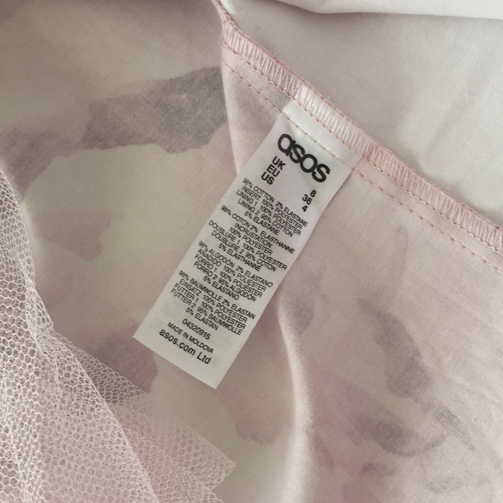 ASOS Bright Pink Floral Bandeau Midi Prom Dress 4 - Picture 7 of 8